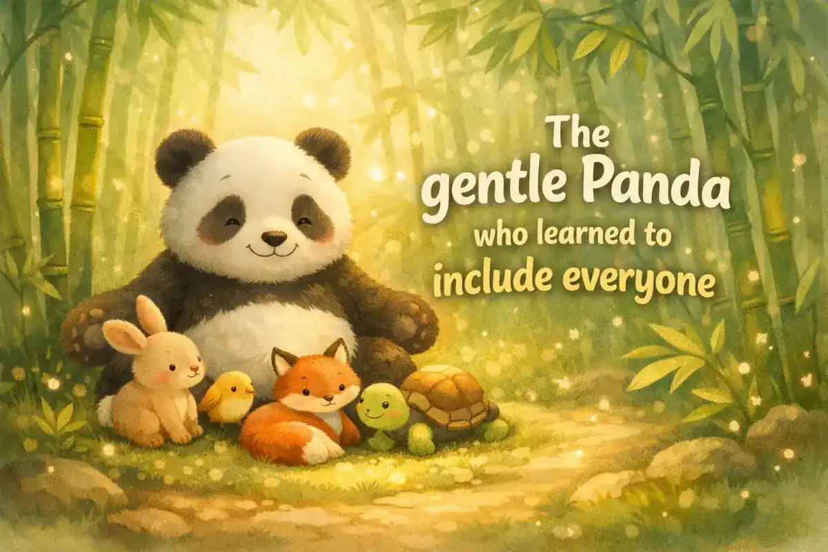 Learning stories for toddlers: The gentle Panda who learned to include everyone