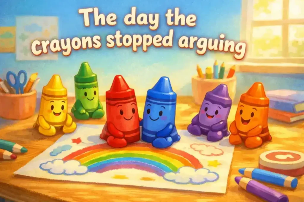 Short stories for kids: The day the crayons stopped arguing