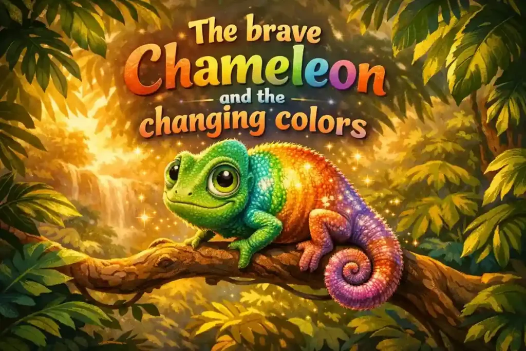 Stories about animals for kids: The brave Chameleon and the changing colors